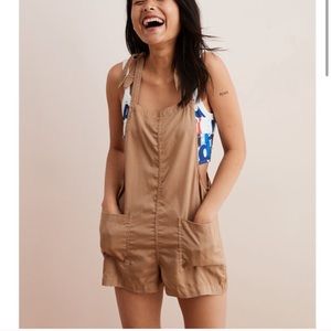 Aerie Shoulder Tie Overall Shorts